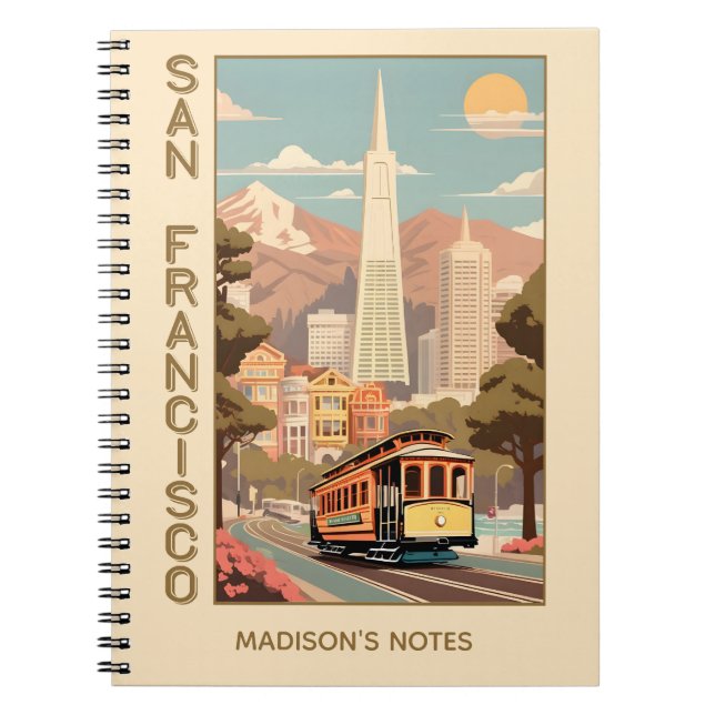 Cuaderno Nombre personalizado retro San Francisco (Frente)