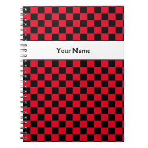 Cuaderno Nombre personalizado rojo y negro clásico
