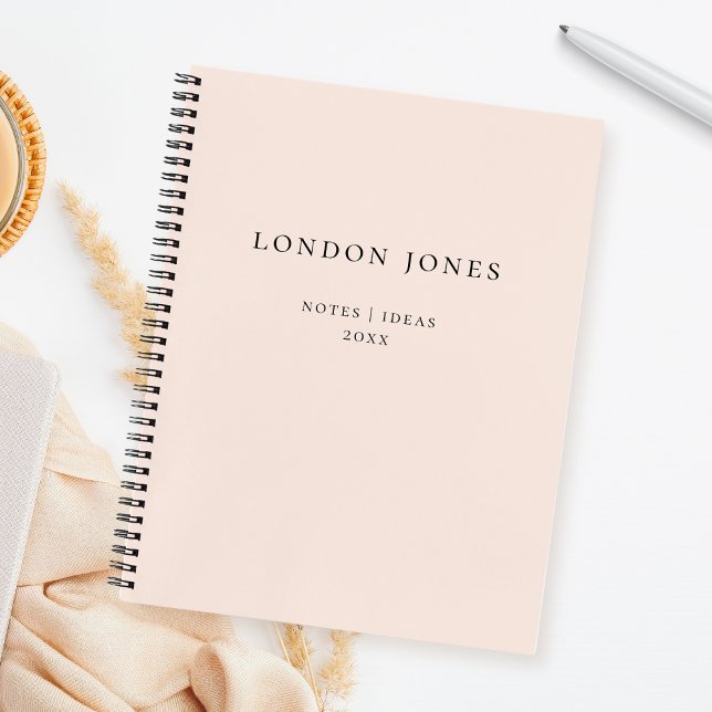 Cuaderno Nombre Personalizado Rosa Beige Simple Monograma (Subido por el creador)