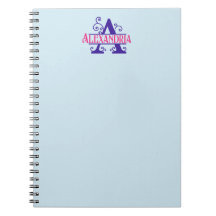 Nombre personalizado rosa Morado Floral Monograma 