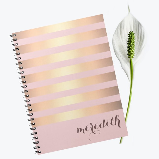 Cuaderno Nombre Personalizado Rosa/Oro Banda metálica (Subido por el creador)