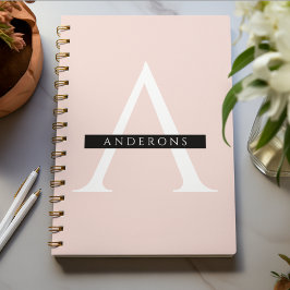 Cuaderno Nombre personalizado rosa pastel minimalista