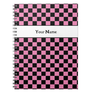 Cuaderno Nombre personalizado rosa y negro para Moda clásic