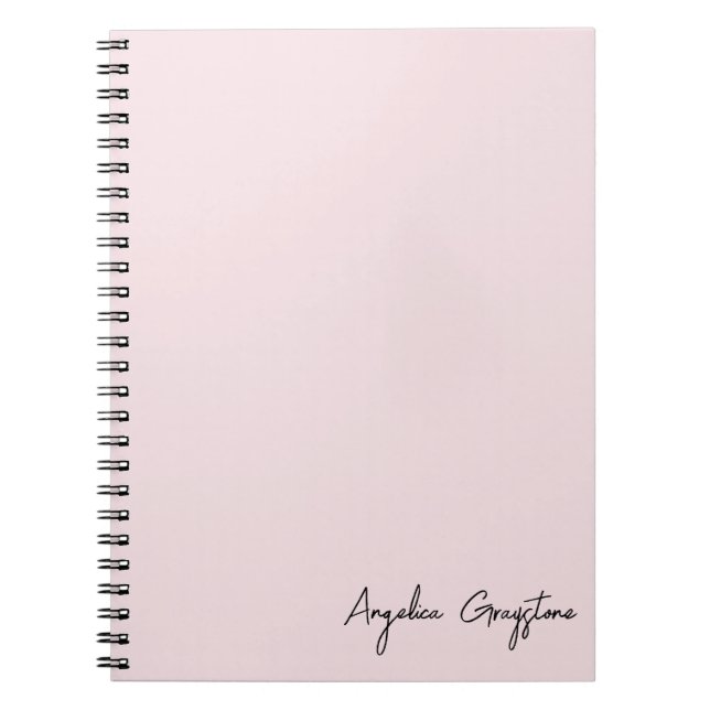 Cuaderno Nombre personalizado rosado de Rubor de moda (Frente)
