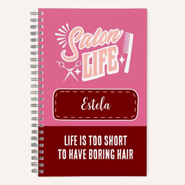 Cuaderno Nombre personalizado Salon Life Gift para Hair Sty (Anverso)