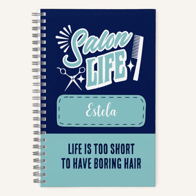 Cuaderno Nombre personalizado Salon Life Gift para Hair Sty (Anverso)