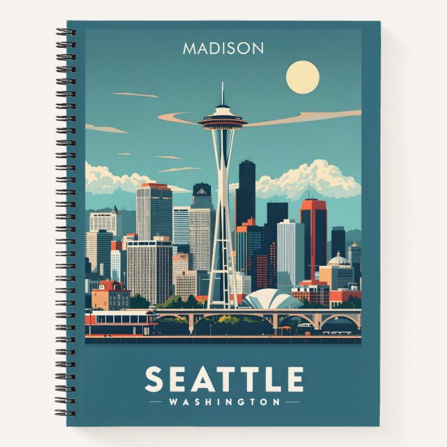 Cuaderno Nombre personalizado Seattle Washington (Anverso)