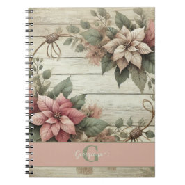 Cuaderno Nombre personalizado Shabby Chic Pastel Poinsettia