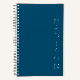 Cuaderno Nombre personalizado simple azul marino