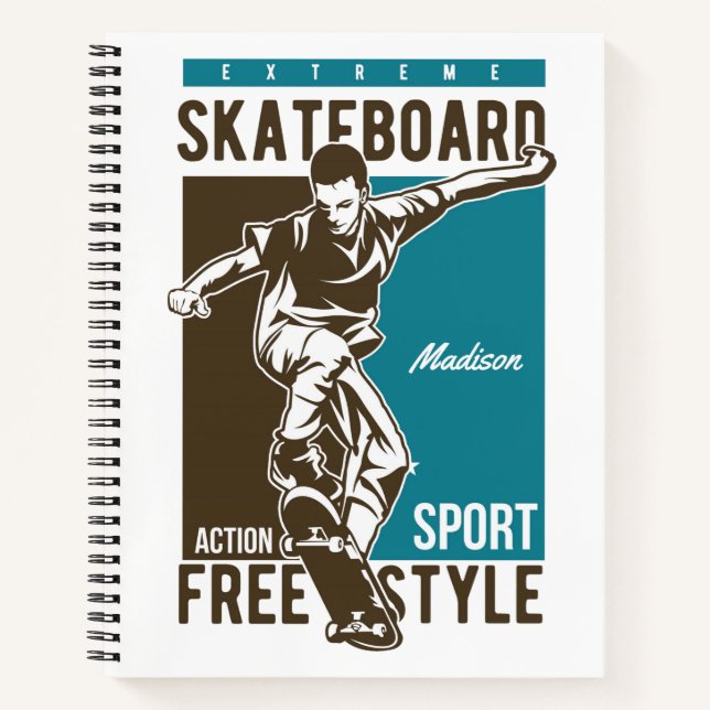 Cuaderno Nombre personalizado Skateboarding (Anverso)