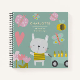 Cuaderno Nombre personalizado Sketchbook Playful Floral Bun