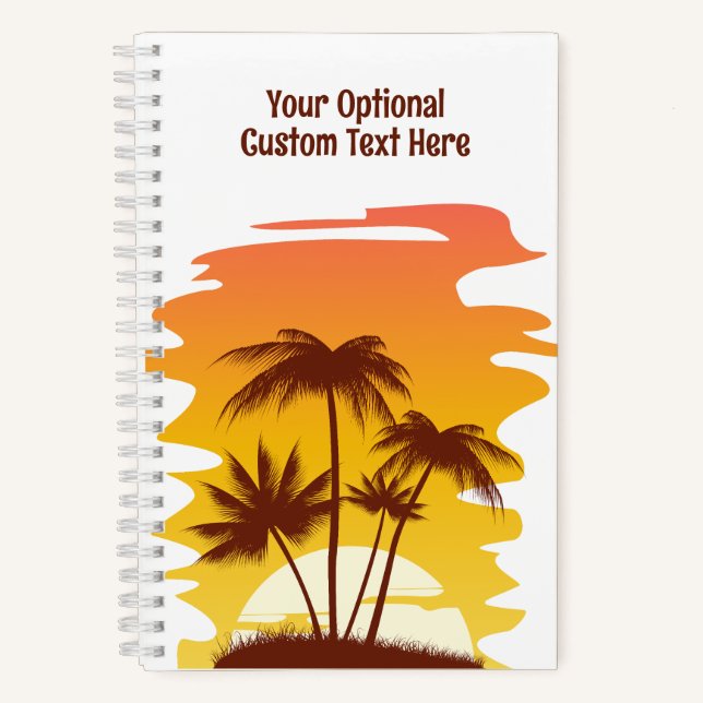 Cuaderno Nombre personalizado Sunset de Isla Tropical (Anverso)