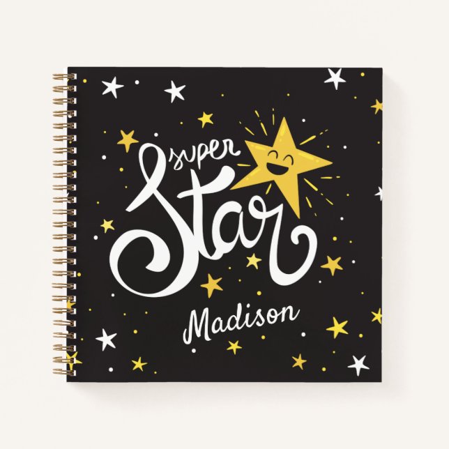 Cuaderno Nombre personalizado Superestrella (Anverso)