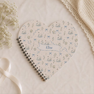 Cuaderno Nombre personalizado Swan Lake Cottagecore Lazo El