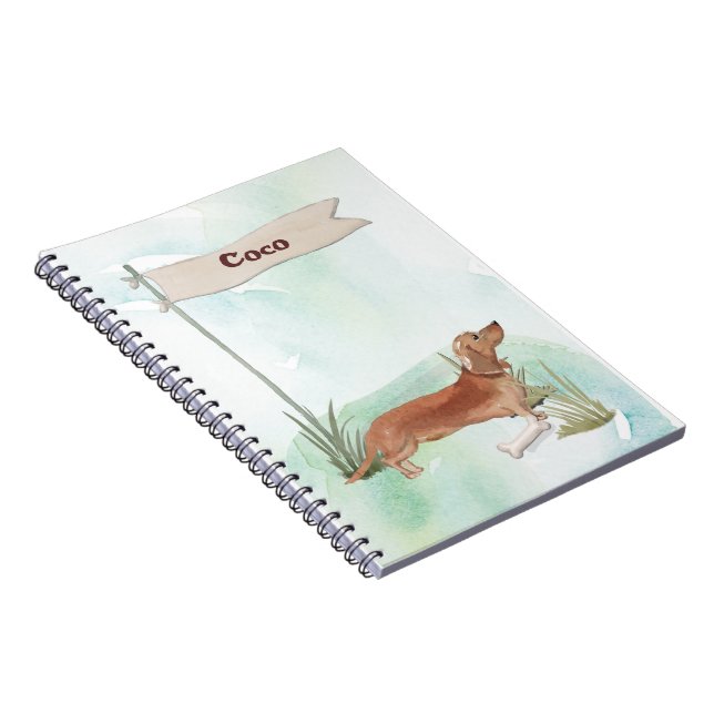Cuaderno Nombre personalizado Tan Dachshund Perro Mascota (Lado Derecho)