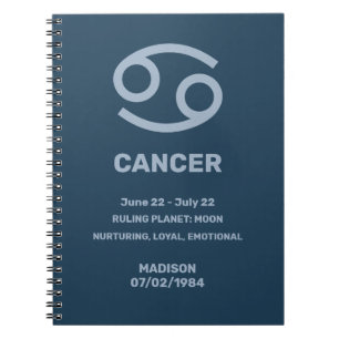 Cuaderno Nombre personalizado / Texto Cáncer de Rótulo Zodi