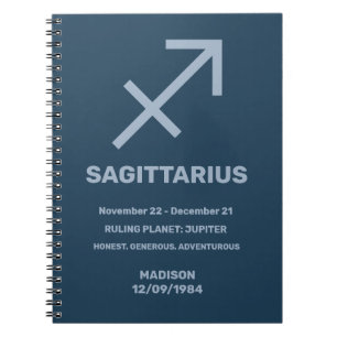 Cuaderno Nombre personalizado / Texto Rótulo zodiaco Sagitt
