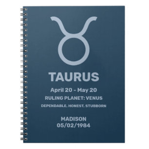 Cuaderno Nombre personalizado / Texto Tauro de Rótulo Zodia