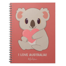 Cuaderno Nombre personalizado, texto y color Amor Koala