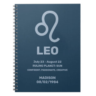 Cuaderno Nombre personalizado / Texto Zodiac Rótulo Leo