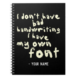 Cuaderno Nombre personalizado Tipo de letra divertida
