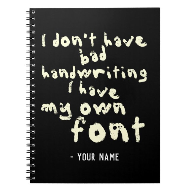 Cuaderno Nombre personalizado Tipo de letra divertida (Frente)