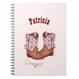 Cuaderno Nombre personalizado Trendy Cute Cow Girl Boots Pi
