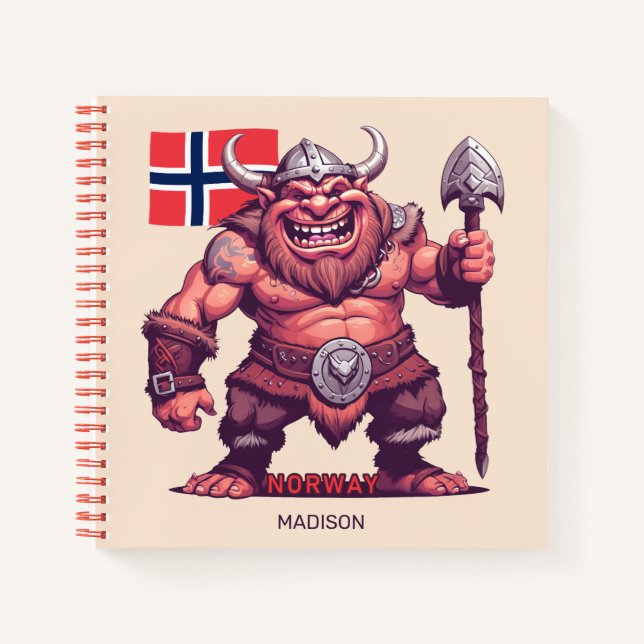Cuaderno Nombre personalizado Troll noruego (Anverso)
