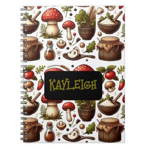 Cuaderno Nombre personalizado único patrón de cottagecore d