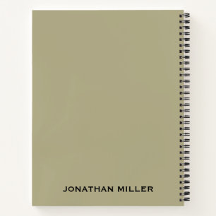 Cuaderno Nombre personalizado verde sabio izquierdo y negro