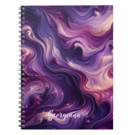 Cuaderno Nombre personalizado Vibrante Purple Paint Efecto
