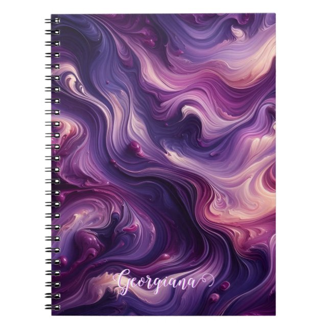 Cuaderno Nombre personalizado Vibrante Purple Paint Efecto (Frente)