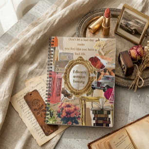 Cuaderno Nombre Personalizado Vintage Retro Estético