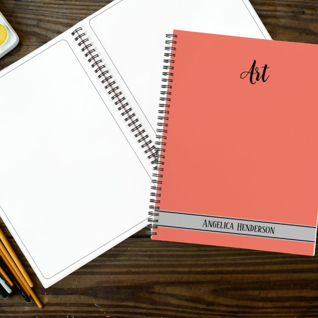 Cuaderno Nombre personalizado y asunto naranja de código de (Custom name and subject Art color code orange Notebook)