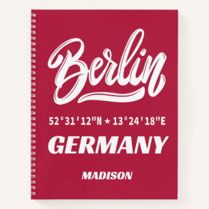 Cuaderno Nombre personalizado y color Berlín Alemania Coord