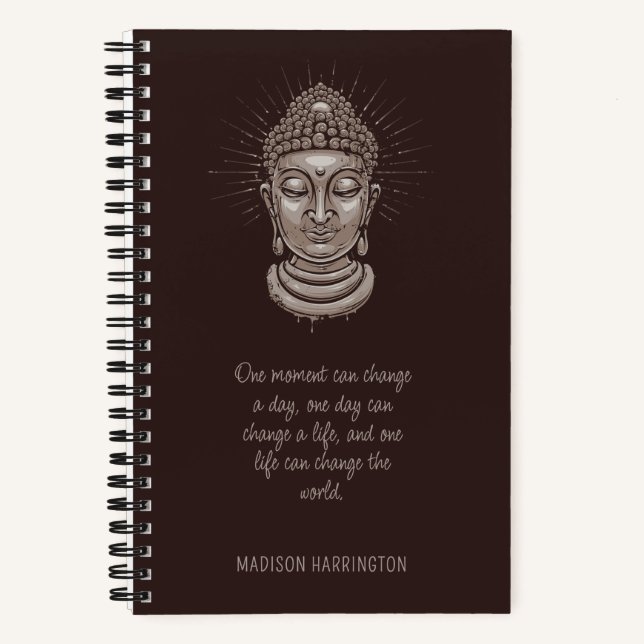 Cuaderno Nombre personalizado y comillas de Buda (Anverso)
