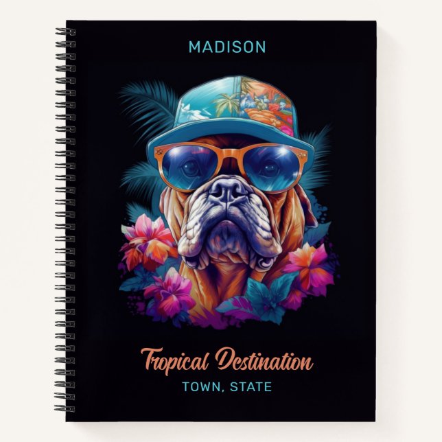 Cuaderno Nombre personalizado y destino Tropical Vacation D (Anverso)