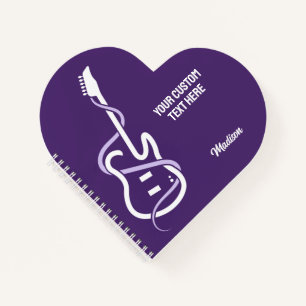 Cuaderno Nombre personalizado y guitarra con estilo de text