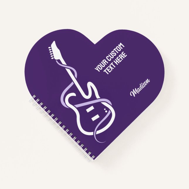 Cuaderno Nombre personalizado y guitarra con estilo de text (Anverso)
