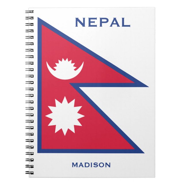 Cuaderno Nombre personalizado y marca de Nepal de texto (Frente)