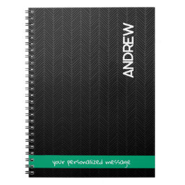Cuaderno Nombre personalizado y mensaje negro moderno perso