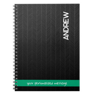 Cuaderno Nombre personalizado y mensaje negro moderno perso