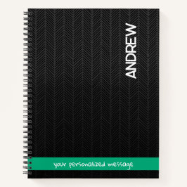 Cuaderno Nombre personalizado y mensaje negro moderno perso
