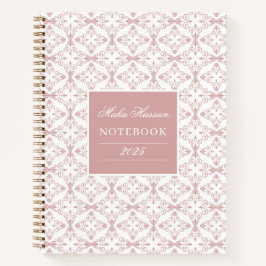 Cuaderno Nombre personalizado y patrón vectorial rosa polvo
