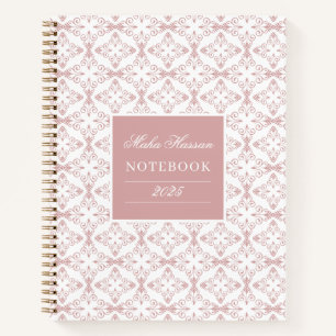 Cuaderno Nombre personalizado y patrón vectorial rosa polvo
