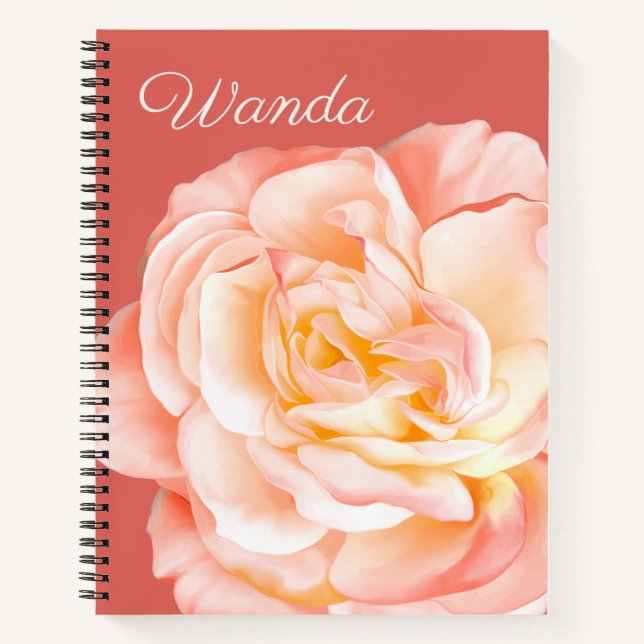 Cuaderno Nombre personalizado y Rosa (Anverso)