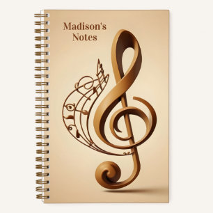 Cuaderno Nombre personalizado y texto Nota de limpieza musi
