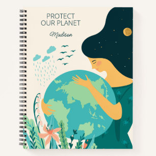 Cuaderno Nombre personalizado y texto Planeta Tierra Madre