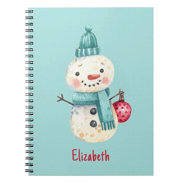 Cuaderno Nombre, Planificador de Invierno de Muñeco de Niev (Frente)