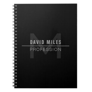 Cuaderno Nombre profesional moderno gris oscuro